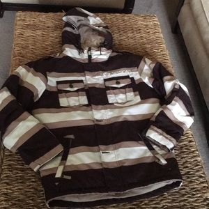 Sessions snow jacket. Striped design. Youth XL